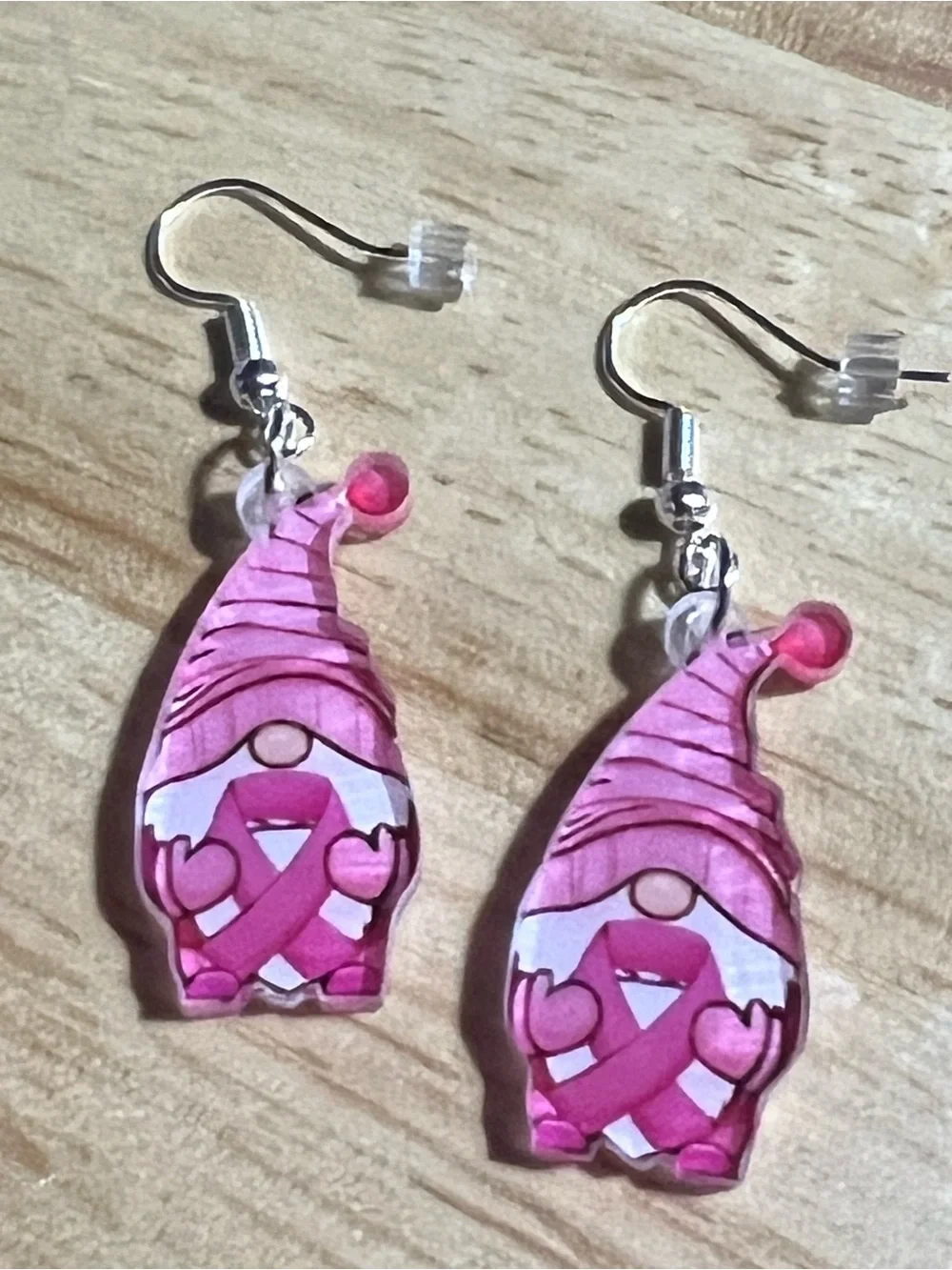 Pink Gnome Ribbon Dangle Earrings - Accessories B285